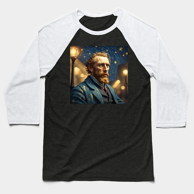 Portrait of van Gogh in the evening city Baseball T-Shirt by tearbytea